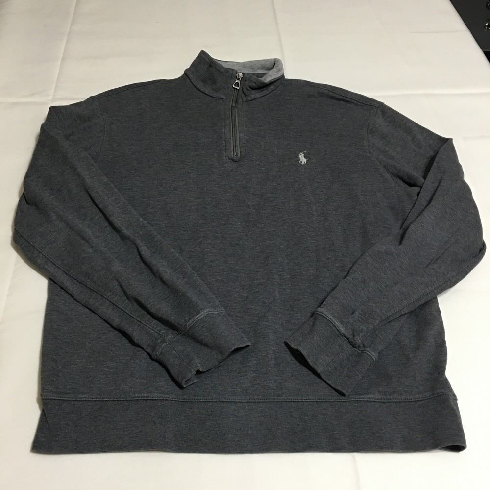 Polo Ralph Lauren Quarter Zip Pullover Sweater Mens Large Charcoal Grey